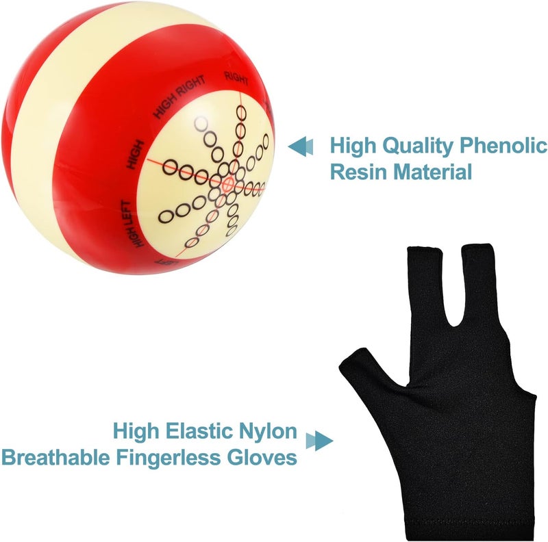 HEYLEAYAR Professional Billiard Training Cue Ball Pool Cue Ball Practice Training Artifact with Billiard Gloves,Pool Ball Bag,Billiard Accessories Used in American Billiards Eight Balls - Image 4